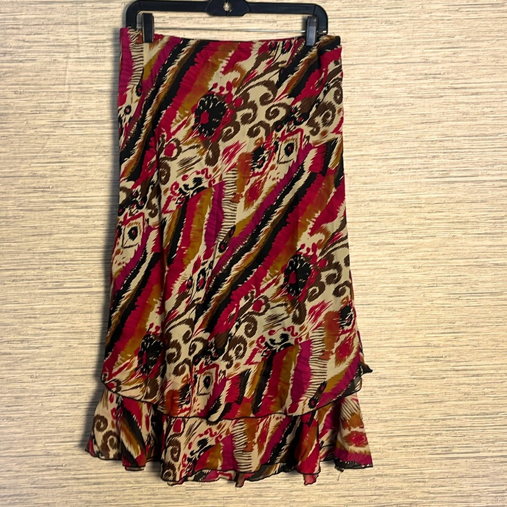Statement Piece - Y2K Boho 2-Tiered Eclectic Midi Skirt Size Large 549
